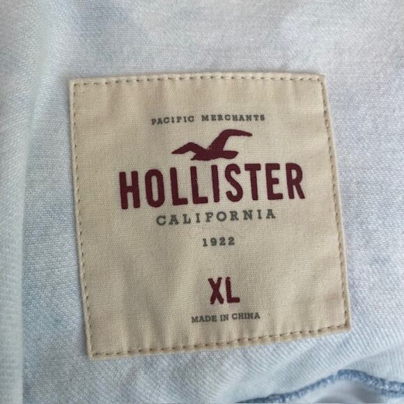 Hollister Light Denim Floral Embroidered Button Front Jacket - XL - Picture 8 of 8